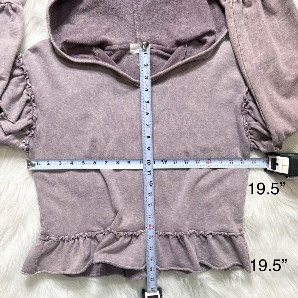 SOLD-Anthropologie Ruffled Mineral Wash Pullover Hooded Peplum Sweatshirt - Picture 8 of 8